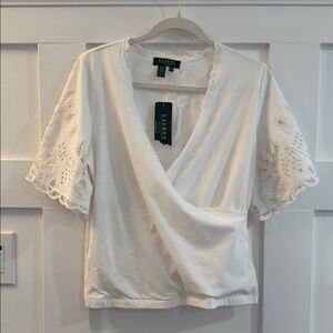 Ralph Lauren White Lace Sleeve Women's Top